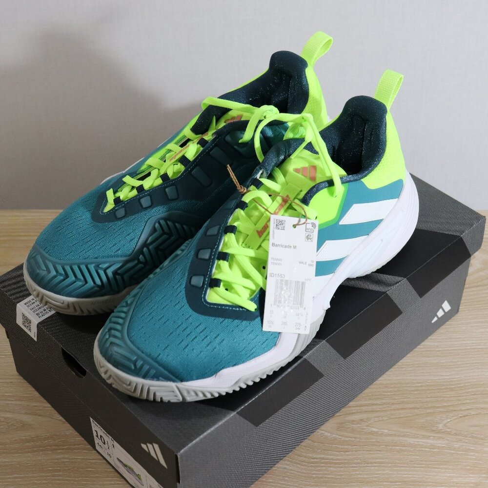Adidas Barricade Hard Court Tennis Shoes Green White ID1553 Men’s Size 10.5